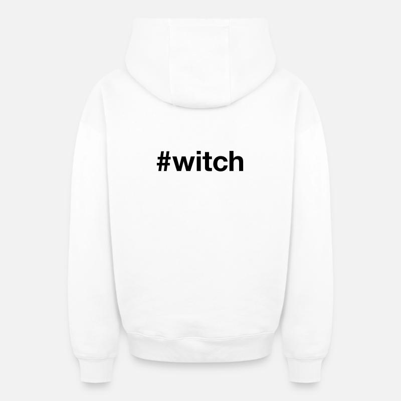 WITCH Spooky Hexe Halloween - Sweat à capuche unisexe zippé oversize épais SPREAD - blanc