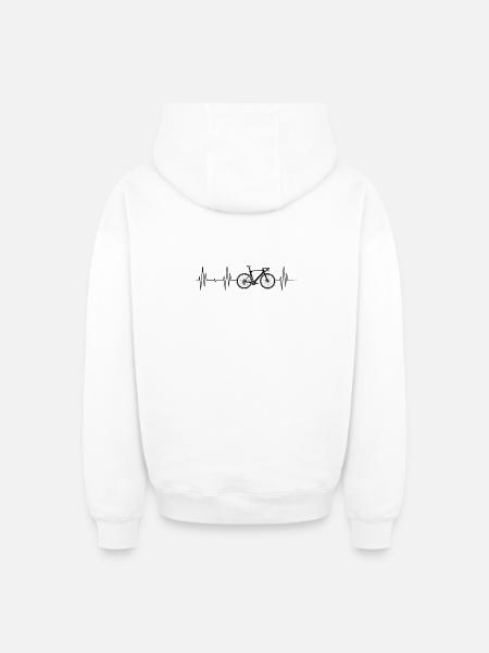 Road Bike Bike Bike Symbol Heartbeat Pulse ECG - Oversized Heavyweight Unisex Zip Hoodie - white