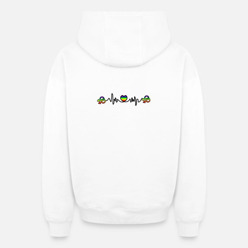 Cardio cardiaque lesbien - Sweat à capuche unisexe zippé oversize épais SPREAD - blanc