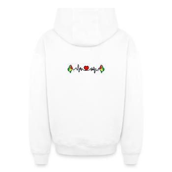 Cardio de fréquence cardiaque pour Guyane - Sweat à capuche unisexe zippé oversize épais SPREAD - blanc - Dos - AI Model Male 178 light (178cm)