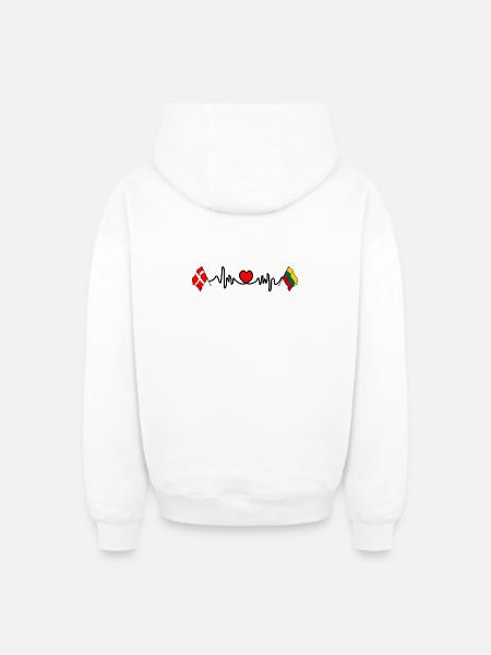 Cardio heart Flag Denmark, flag Lithuania - Oversized Heavyweight Unisex Zip Hoodie - white