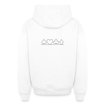 Conception de carte minimaliste | monochrome - Sweat à capuche unisexe zippé oversize épais SPREAD - blanc - Dos - AI Model Male 178 light (178cm)