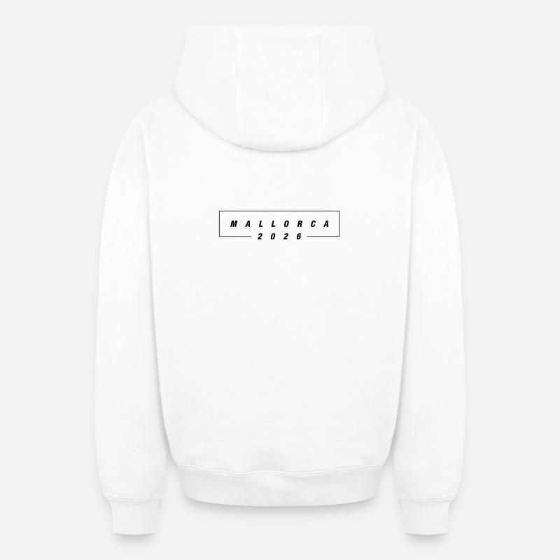 Majorque 2026 - Sweat à capuche unisexe zippé oversize épais SPREAD - blanc