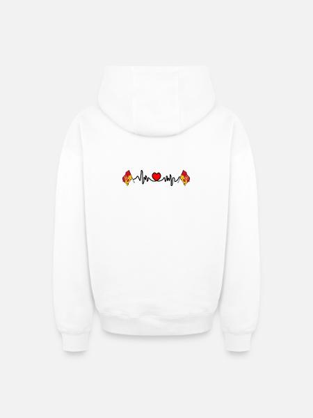 Hampshire Flag with Heartbeat - Oversized Heavyweight Unisex Zip Hoodie - white