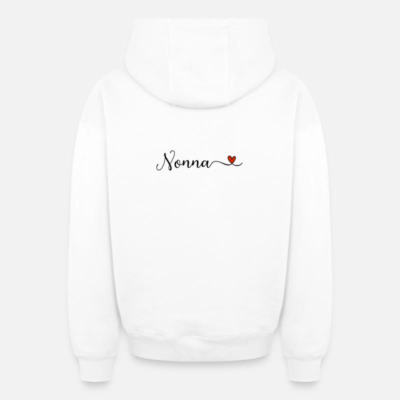 Nonna Heart Lettering - Sweat à capuche unisexe zippé oversize épais SPREAD - blanc