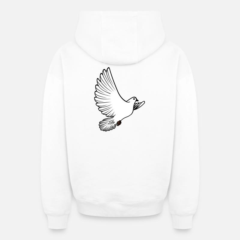 Weiße Taubenbrieftaube Ziertaube oder Friedenstaube - Oversized Heavyweight Unisex Zip Hoodie - Weiß