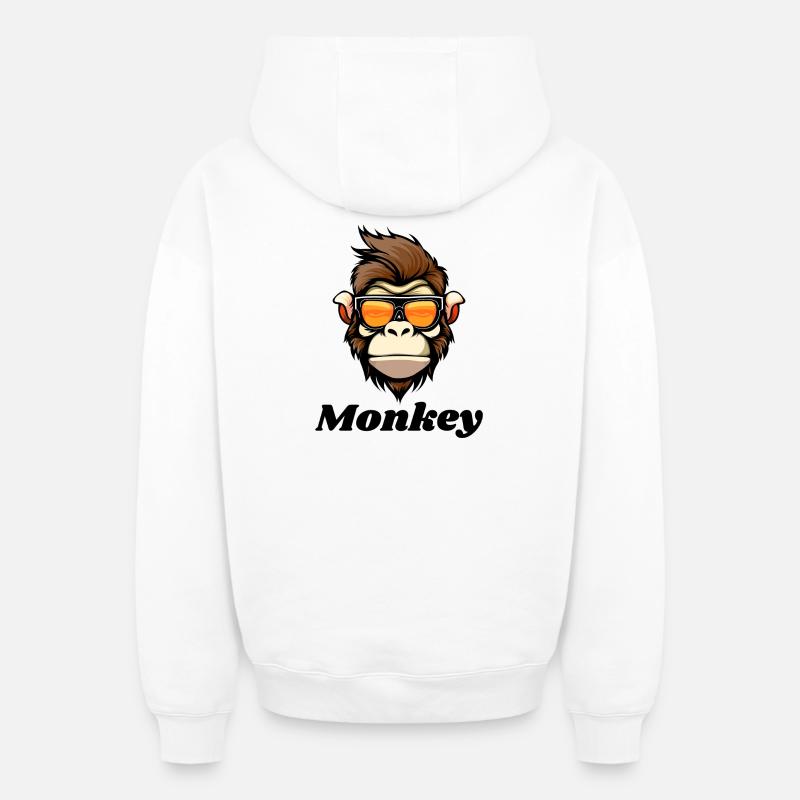 monkey, singe, primate - Sweat à capuche unisexe zippé oversize épais SPREAD - blanc