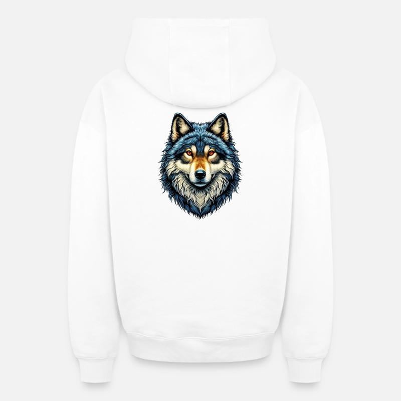 Loup - Sweat à capuche unisexe zippé oversize épais SPREAD - blanc