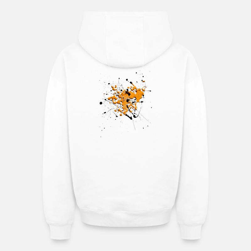 Orange.Splash - Sweat à capuche unisexe zippé oversize épais SPREAD - blanc