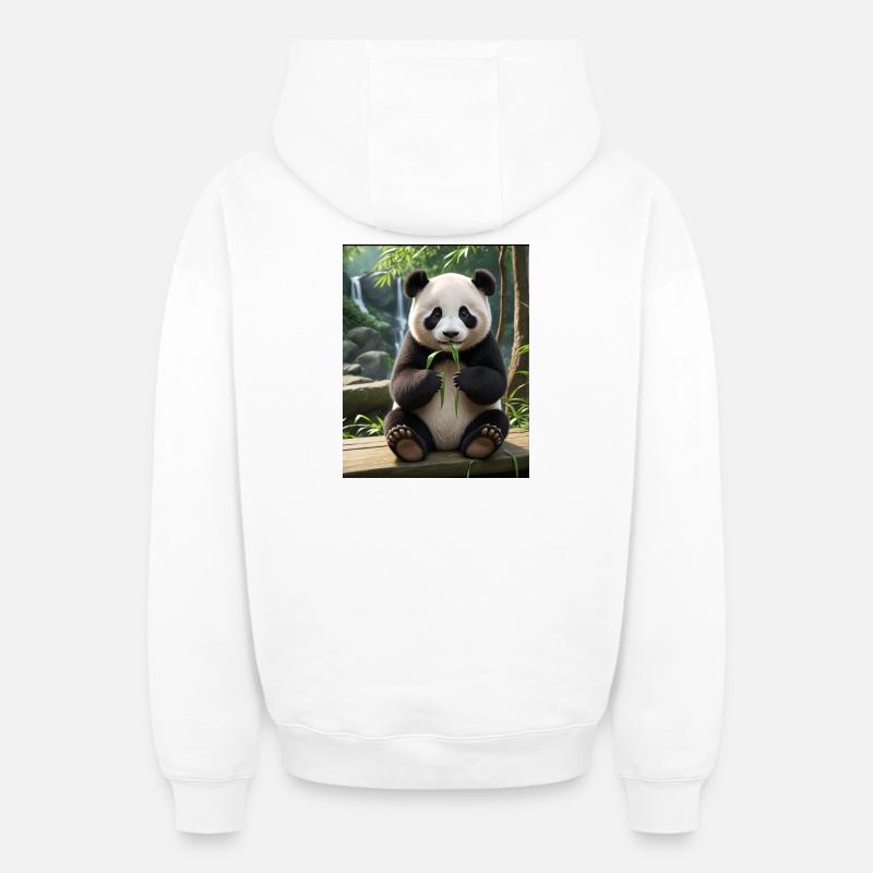 Conception Panda - Sweat à capuche unisexe zippé oversize épais SPREAD - blanc