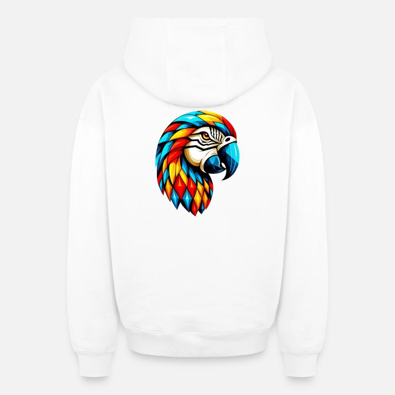 Perroquet arlequin - Sweat à capuche unisexe zippé oversize épais SPREAD - blanc