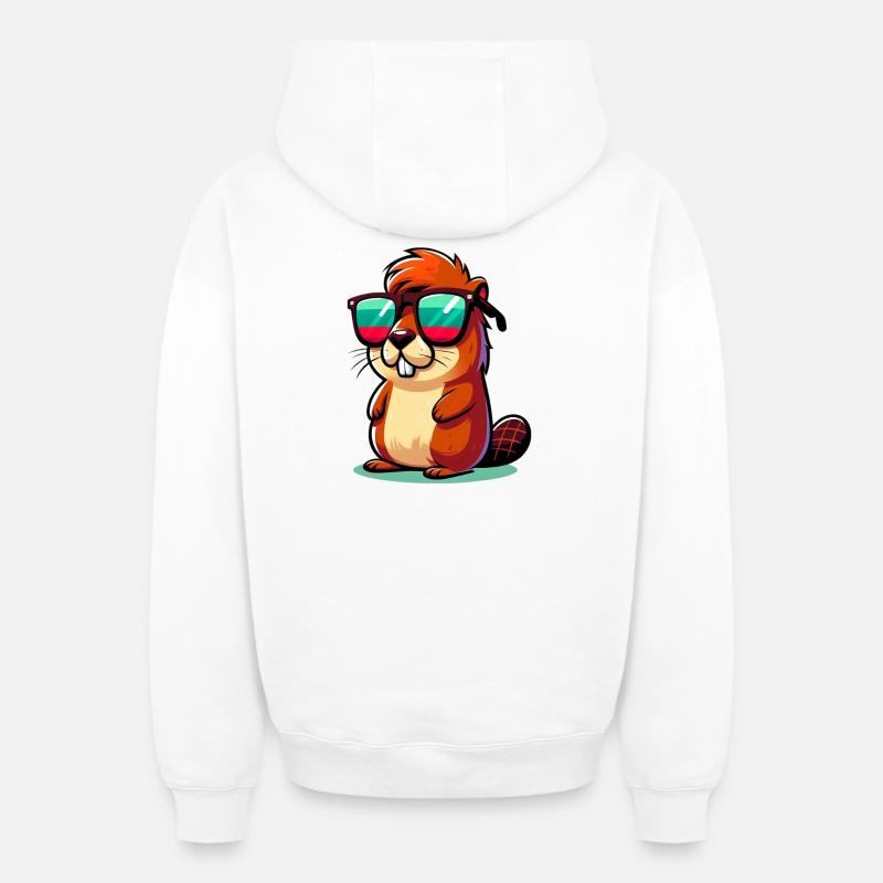 Castor - Sweat à capuche unisexe zippé oversize épais SPREAD - blanc