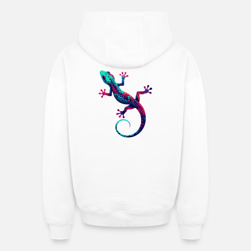 Gecko - Sweat à capuche unisexe zippé oversize épais SPREAD - blanc