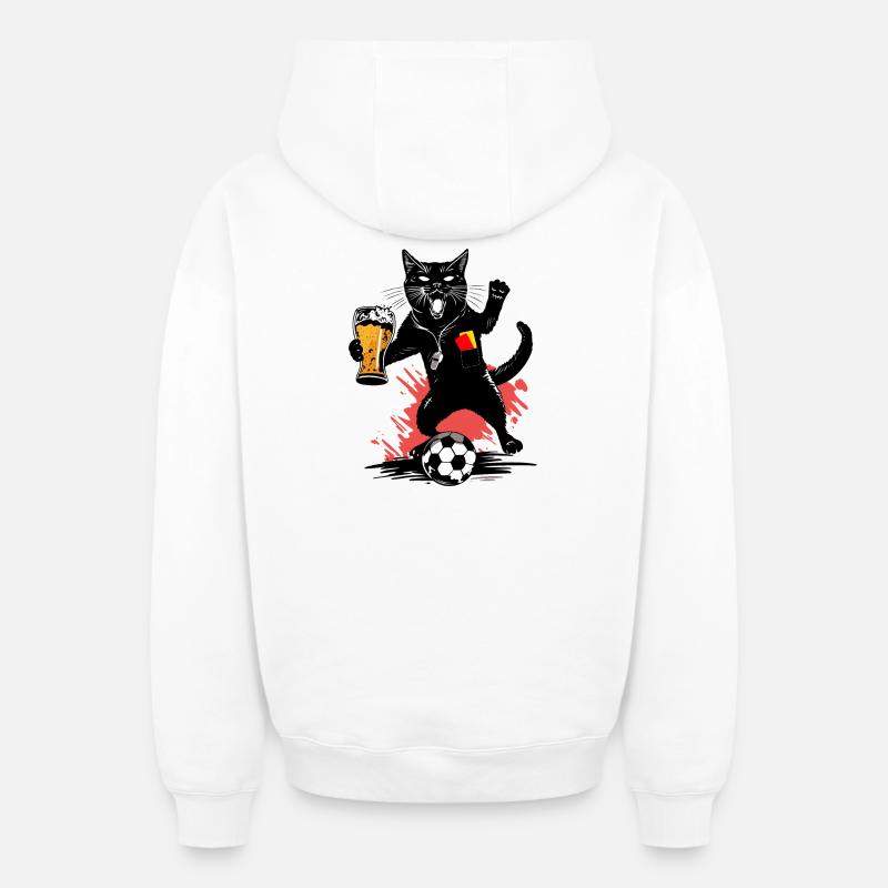 Chat arbitre - Chat arbitre - Sweat à capuche unisexe zippé oversize épais SPREAD - blanc