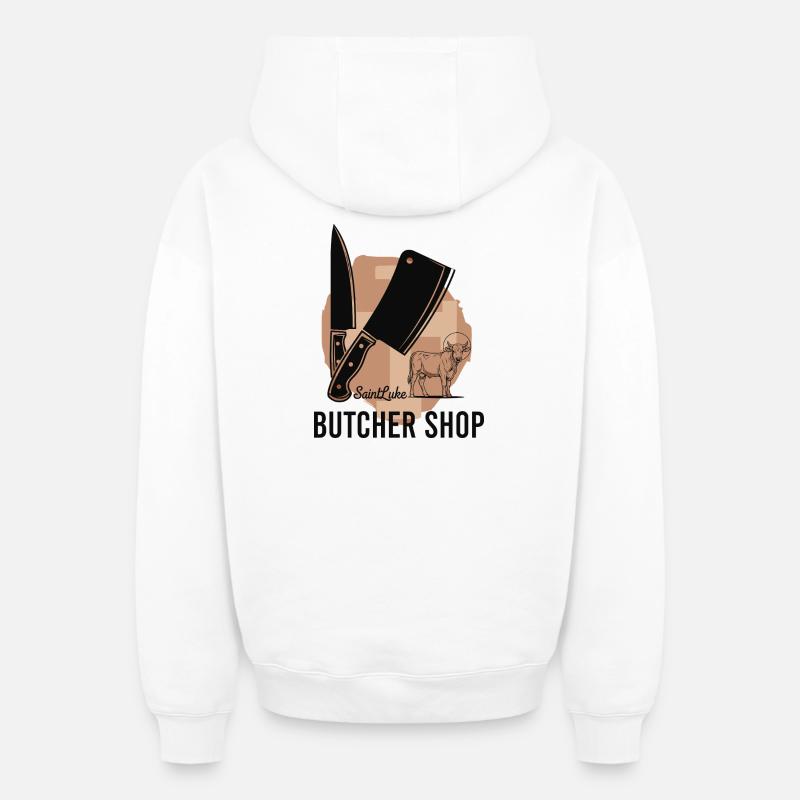 Boucherie - Sweat à capuche unisexe zippé oversize épais SPREAD - blanc