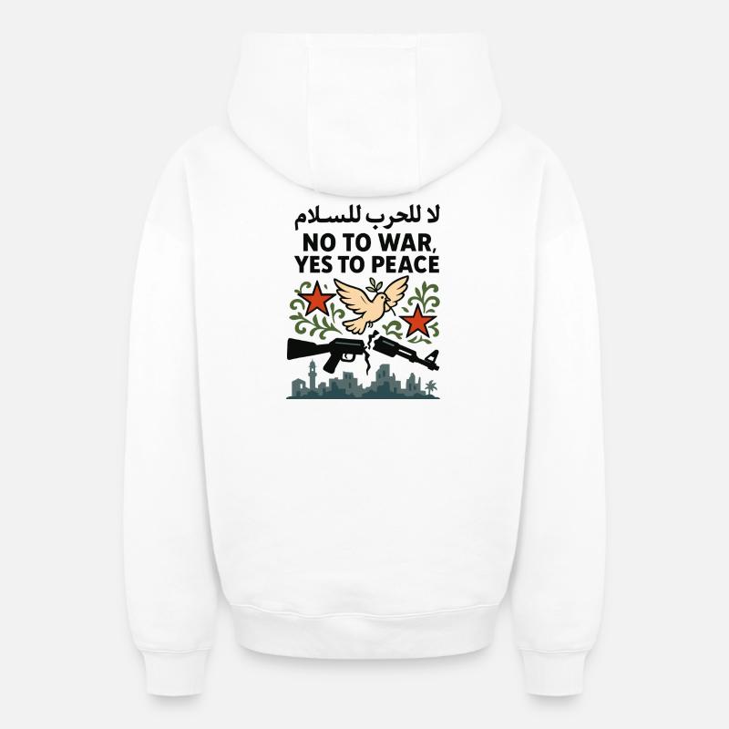 Ja zum Frieden - Sweat à capuche unisexe zippé oversize épais SPREAD - blanc