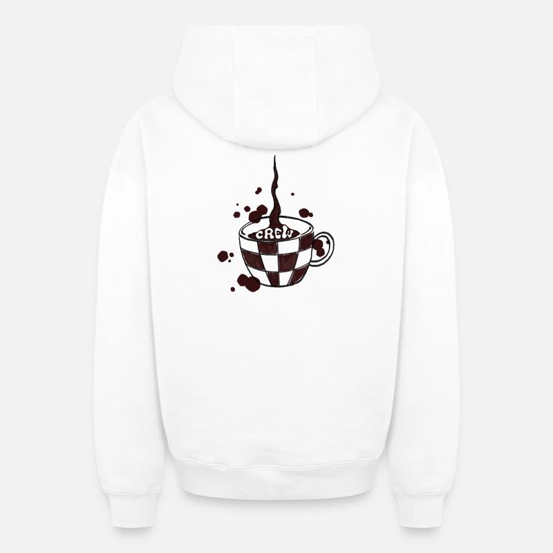 Coffee_Crew - Sweat à capuche unisexe zippé oversize épais SPREAD - blanc