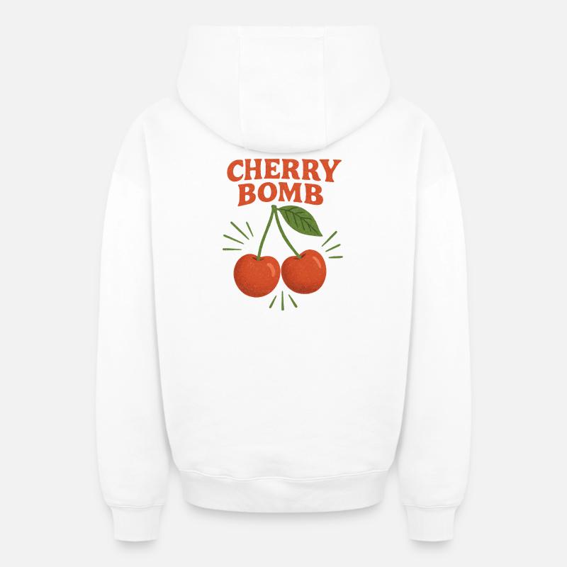 Cherry Bomb Duo Illustration - Sweat à capuche unisexe zippé oversize épais SPREAD - blanc