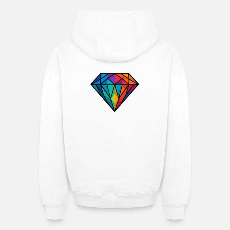 Diamant - Sweat à capuche unisexe zippé oversize épais SPREAD - blanc