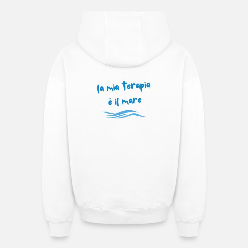 Ma thérapie, c’est la mer - Sweat à capuche unisexe zippé oversize épais SPREAD - blanc