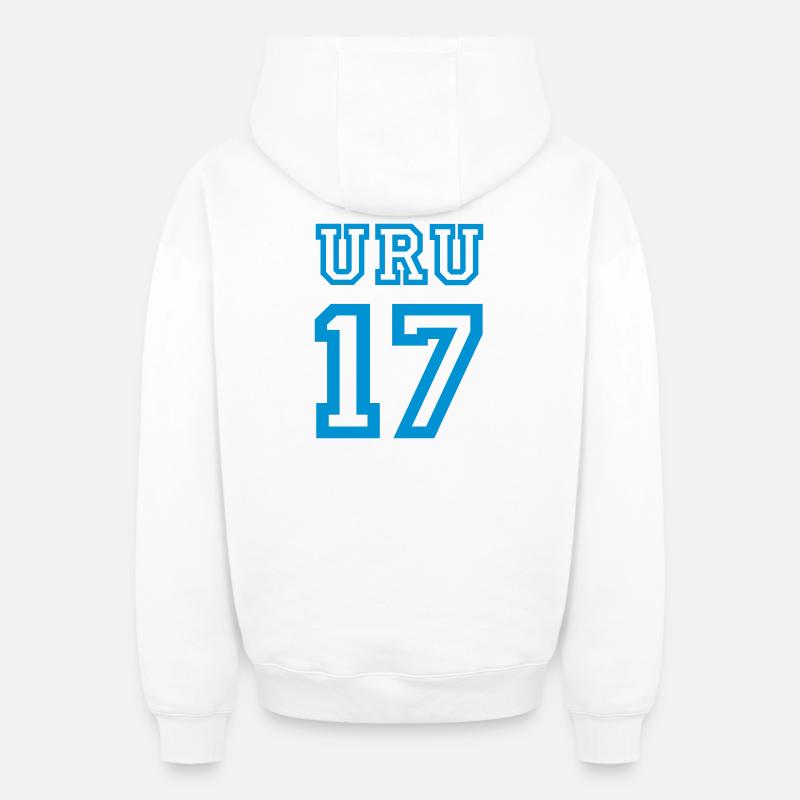 URUGUAY 2017 - Sweat à capuche unisexe zippé oversize épais SPREAD - blanc