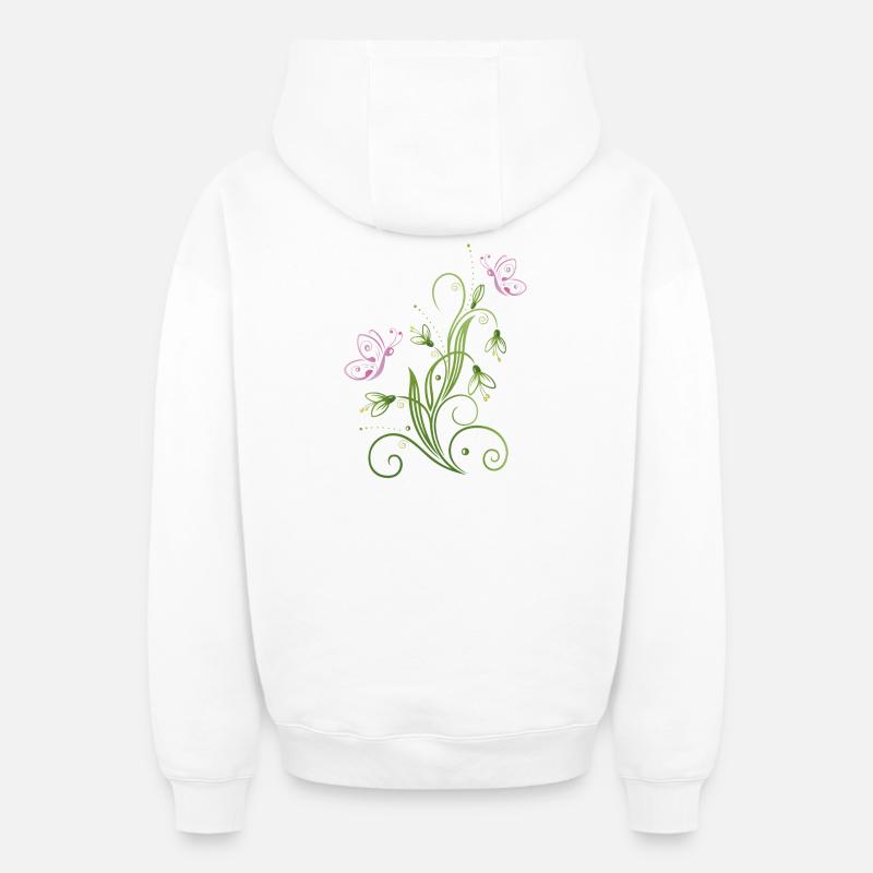 Perce-neige avec des papillons. - Sweat à capuche unisexe zippé oversize épais SPREAD - blanc