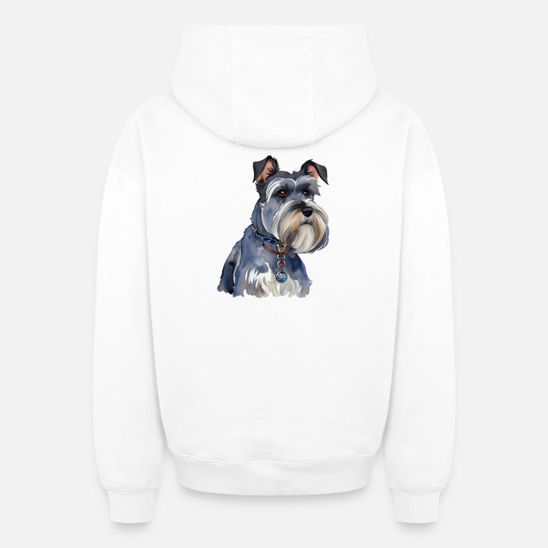 Schnauzer - Sweat à capuche unisexe zippé oversize épais SPREAD - blanc