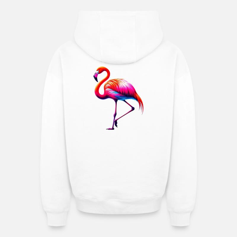 Flamant - Sweat à capuche unisexe zippé oversize épais SPREAD - blanc