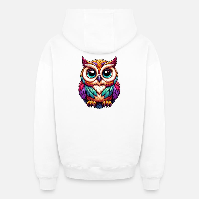 Hibou - Sweat à capuche unisexe zippé oversize épais SPREAD - blanc