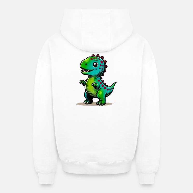 Dinosaure - Sweat à capuche unisexe zippé oversize épais SPREAD - blanc