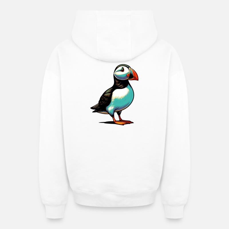 Macareux - Sweat à capuche unisexe zippé oversize épais SPREAD - blanc