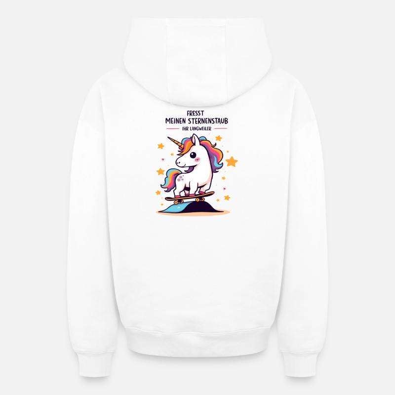 Skateboard-Einhorn - Oversized Heavyweight Unisex Zip Hoodie - Weiß