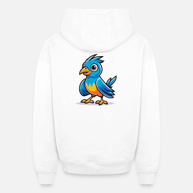 Oiseau bleu - Sweat à capuche unisexe zippé oversize épais SPREAD - blanc