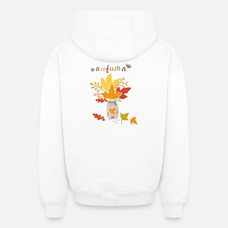 Feuilles d’automne - Sweat à capuche unisexe zippé oversize épais SPREAD - blanc
