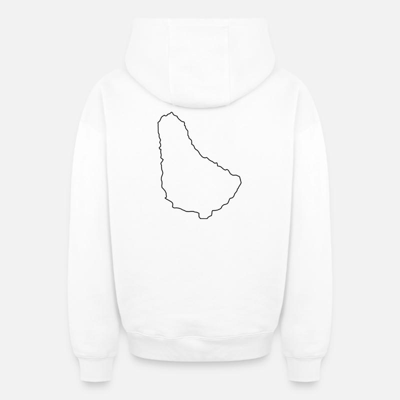 Carte de la Barbade - Sweat à capuche unisexe zippé oversize épais SPREAD - blanc