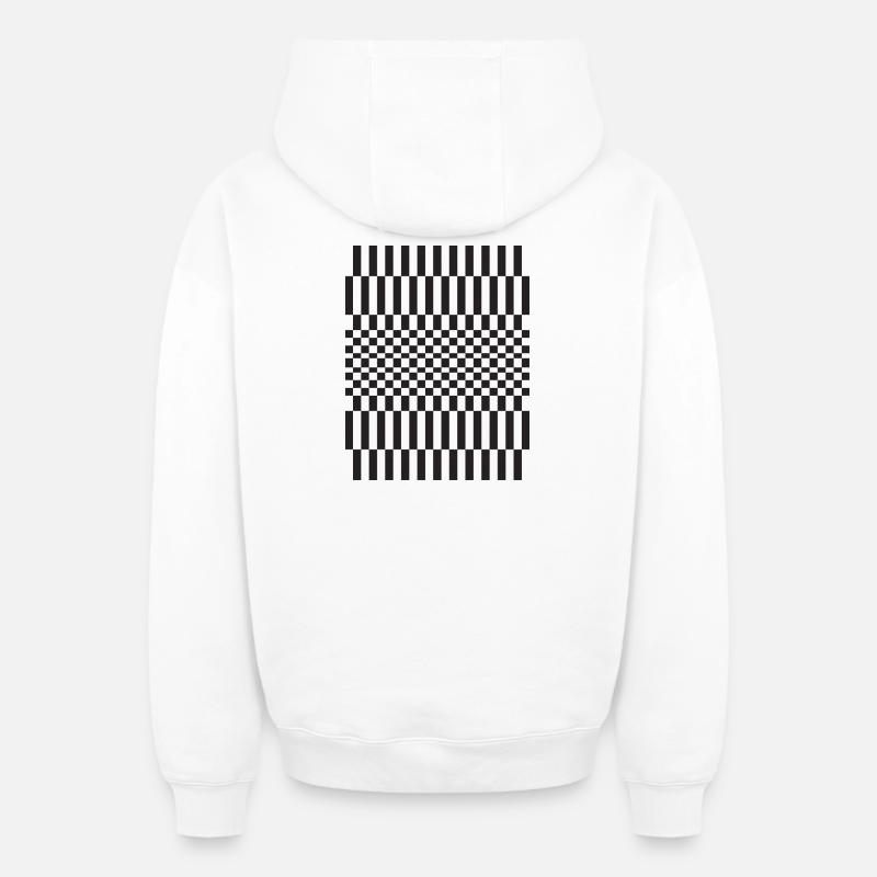 Geometric chessboard Grid Pattern - Oversized Heavyweight Unisex Zip Hoodie - white