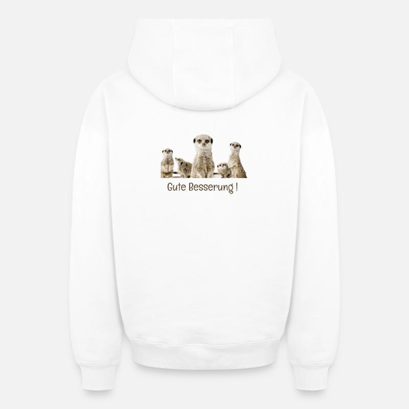 Guérissez bientôt - Sweat à capuche unisexe zippé oversize épais SPREAD - blanc