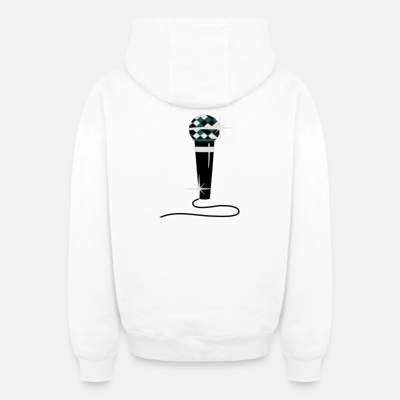 microphone de diamant - Sweat à capuche unisexe zippé oversize épais SPREAD - blanc