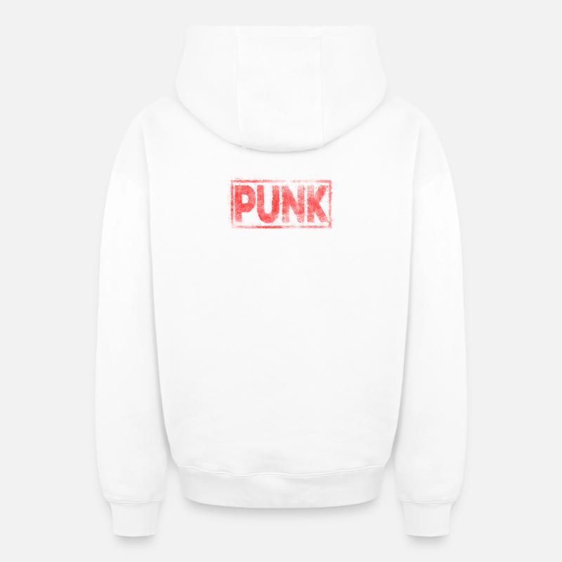 punk - Sweat à capuche unisexe zippé oversize épais SPREAD - blanc
