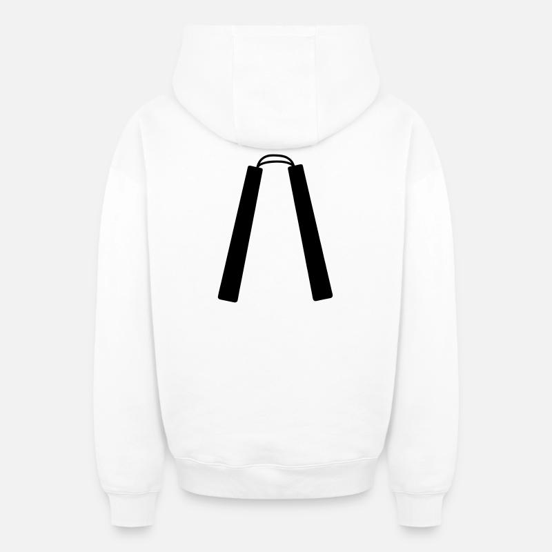 NUNCHAKU - Sweat à capuche unisexe zippé oversize épais SPREAD - blanc