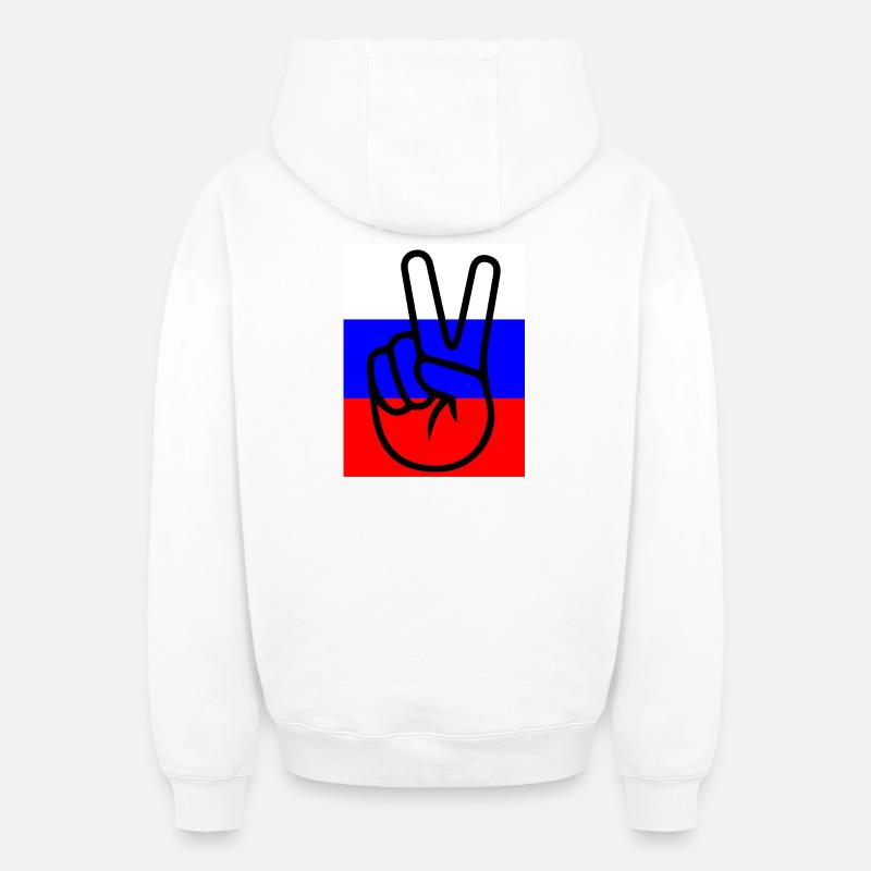Paix avec la Russie - Sweat à capuche unisexe zippé oversize épais SPREAD - blanc