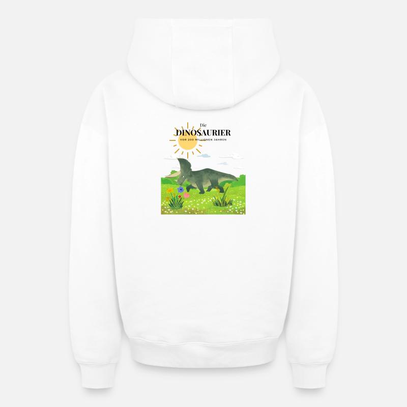 ART des dinosaures - Sweat à capuche unisexe zippé oversize épais SPREAD - blanc