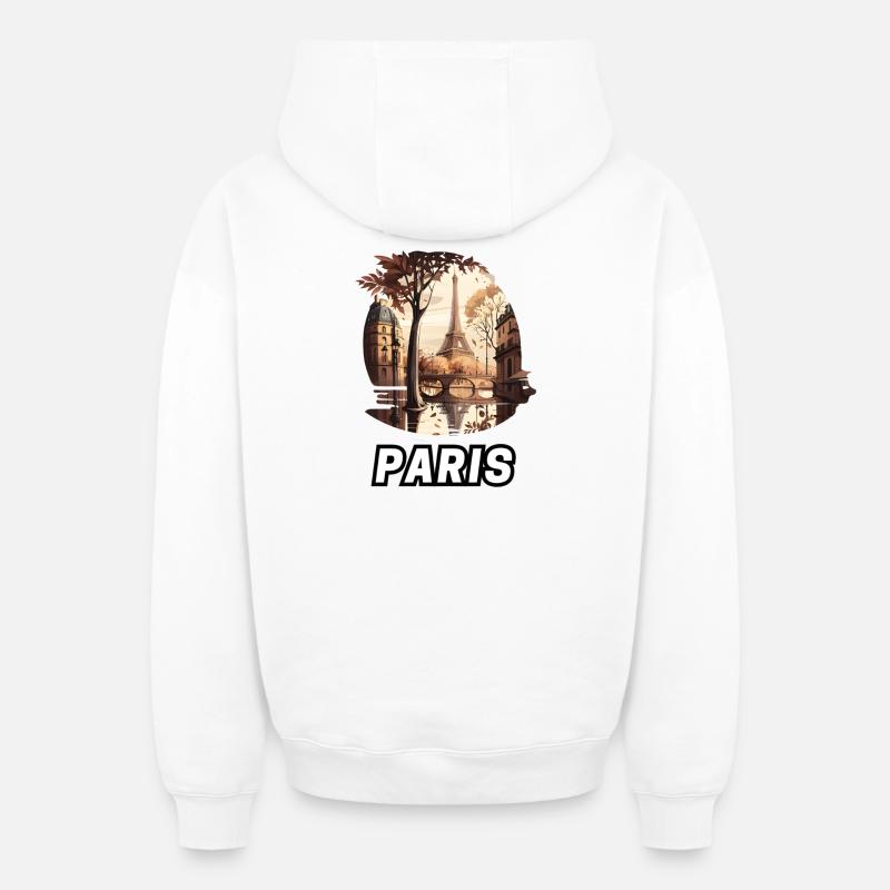 Paris - Sweat à capuche unisexe zippé oversize épais SPREAD - blanc
