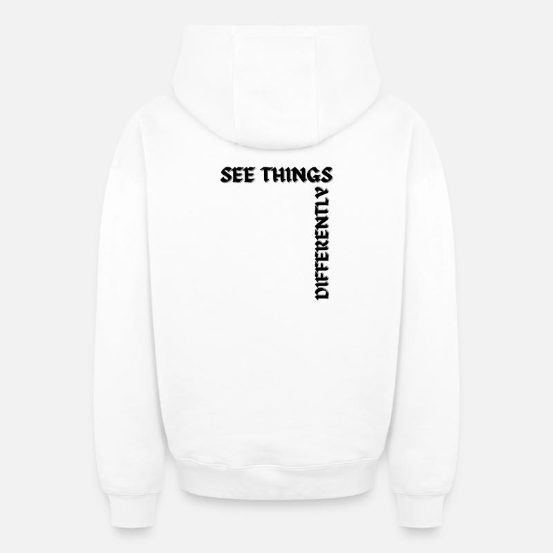 Voir les choses différemment - Sweat à capuche unisexe zippé oversize épais SPREAD - blanc