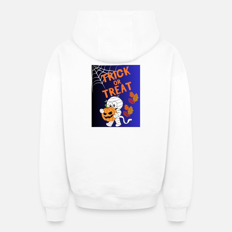 Trick oder Treat Mumie Kürbis - Oversized Heavyweight Unisex Zip Hoodie - Weiß