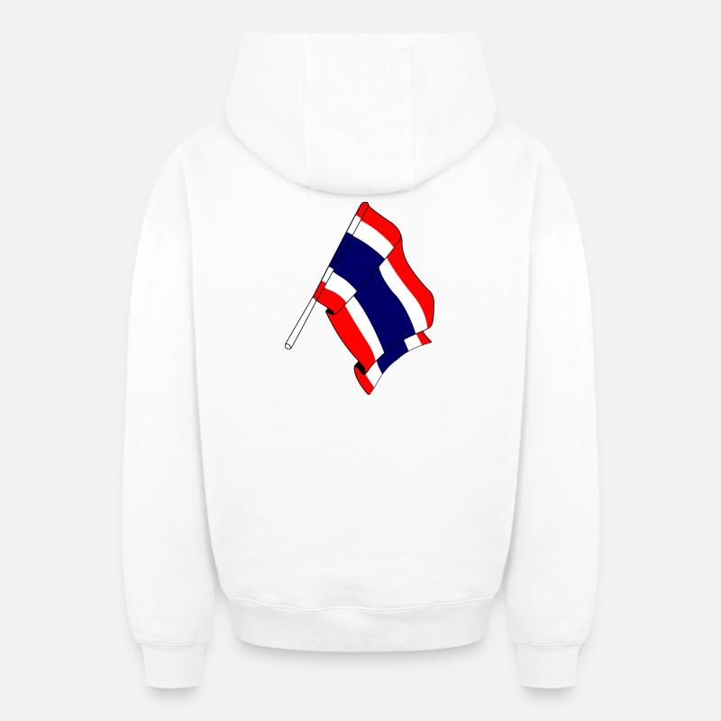 Drapeau de la Thaïlande - Sweat à capuche unisexe zippé oversize épais SPREAD - blanc