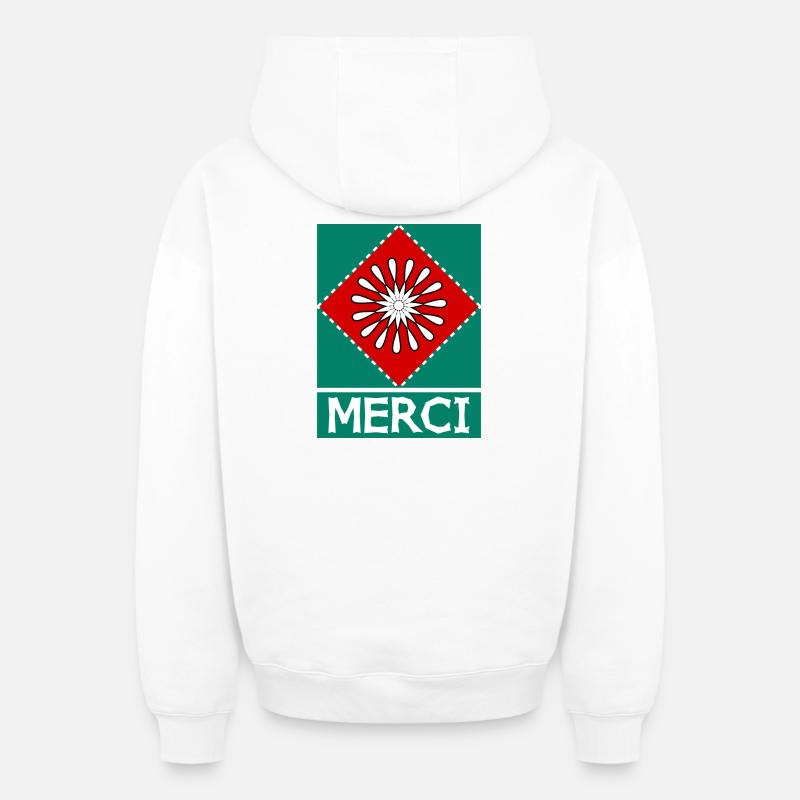 MERCI. MAÎTRESSE. MAÎTRE. MERCI MAÎTRESSE - Sweat à capuche unisexe zippé oversize épais SPREAD - blanc