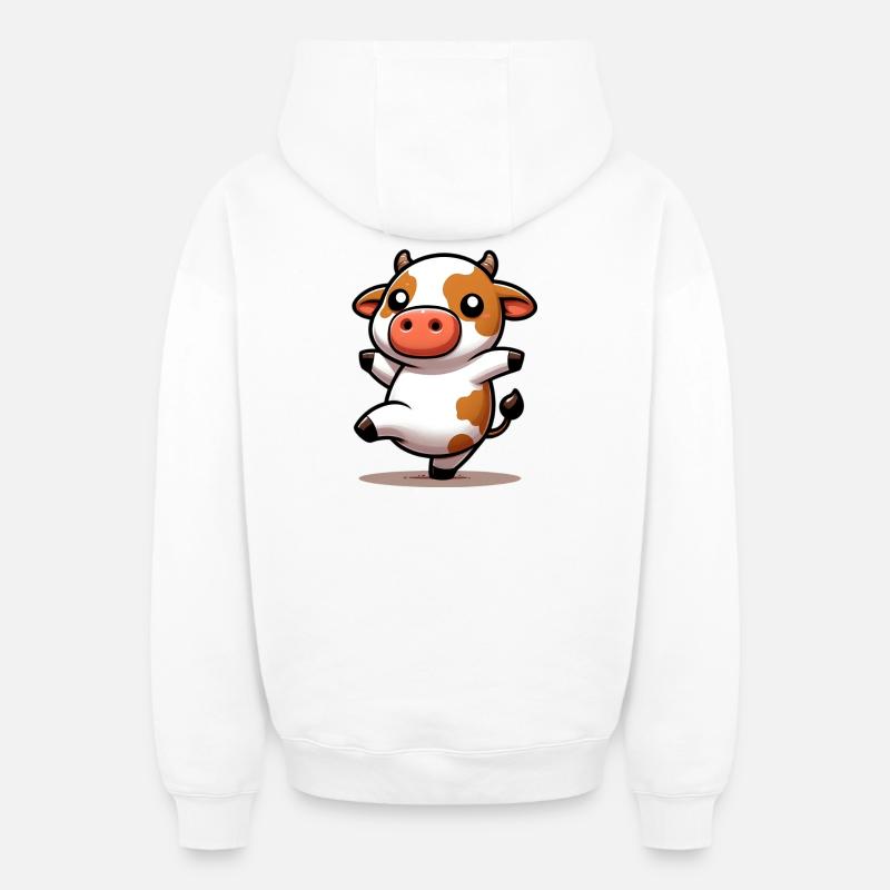 Vache - Sweat à capuche unisexe zippé oversize épais SPREAD - blanc