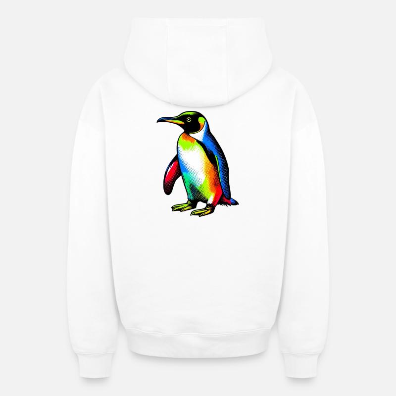 Pingouin - Sweat à capuche unisexe zippé oversize épais SPREAD - blanc