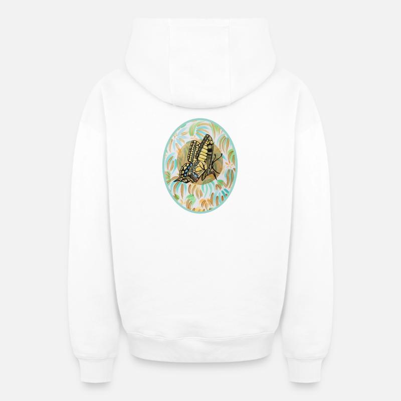 Machaon papillon - Sonja Ariel - Sweat à capuche unisexe zippé oversize épais SPREAD - blanc